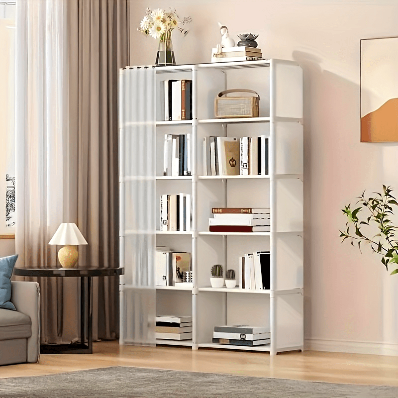 1pc Freestanding Plastic Closet Organizer System, Portable Multi-Layer Storage Rack, Dustproof Clothing Wardrobe with Closed Storage \u003C3.2 Cubic Feet, Weather-Independent, Lightweight \u003C30 Lbs for Home, Office, & Dorm