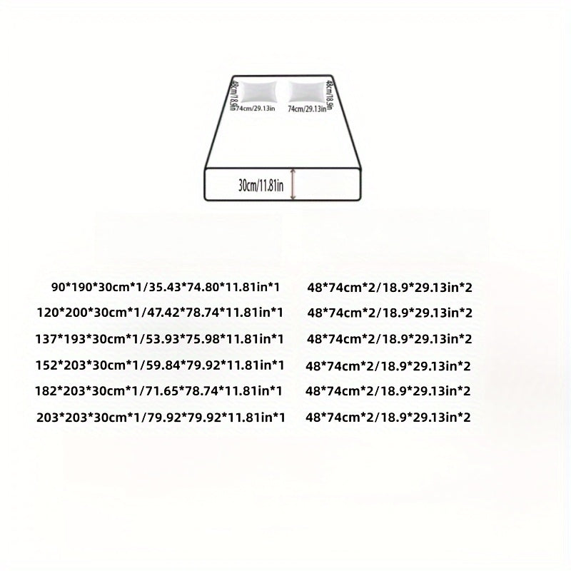 3pcs Polyester Printed Fitted Sheet Set - 1 Fitted Sheet With 2 Pillowcases No Filler, Gradient Blue Ocean Wave Design, Bedroom Decor