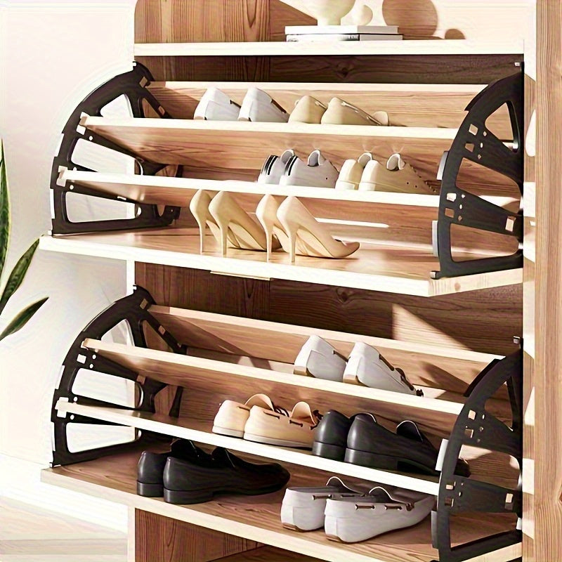 2pcs Flip-Top Shoe Cabinet Organizers, 3-Tier Heavy-Duty Stainless Steel Frame - Easy Installation, Space-Saving Shoe Storage Solution for Indoor Use, Shoe Storage Organizer