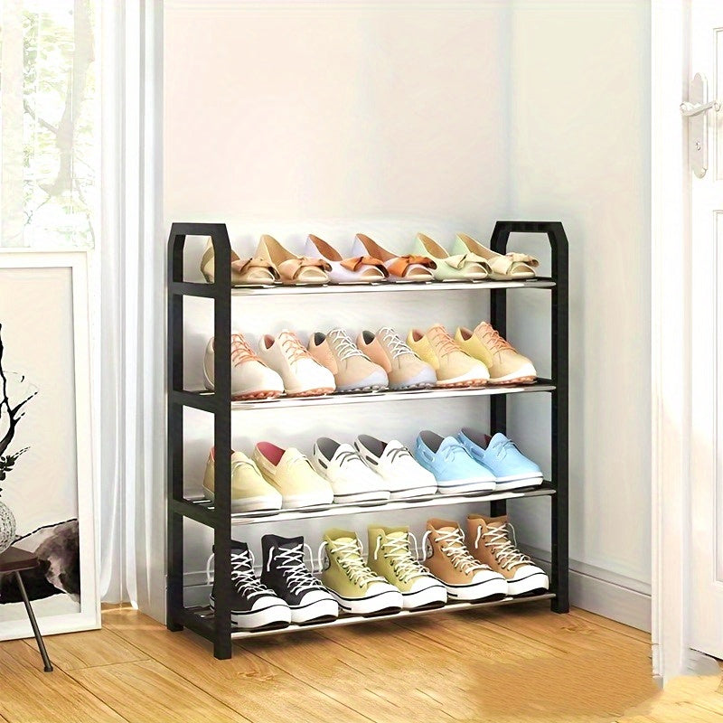 1pc Space-Saving 4-Tier Shoe Rack, Durable Metal & Plastic, Dustproof, Multi-Functional for Entryway, Bedroom, Living Room - Compact, Easy Assembly, Shoe Storage Solution|Modern Shoe Rack|Compact Shoe Rack
