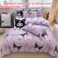 4pcs Kuromi Bed Sheet Set, Adorable Anime Print Bedroom Supplies, Fashion Quilt Cover, Bed Sheet,(1*quilt Cover+ 2*Pillowcase, 1*bed Sheet), Soft And Durable Bedding for Bedroom
