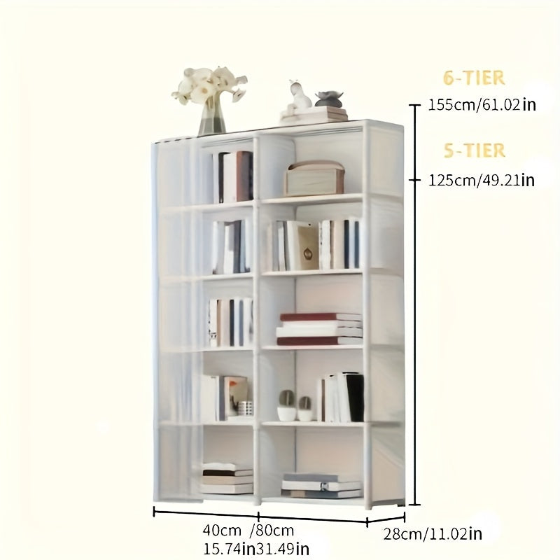 1pc Freestanding Plastic Closet Organizer System, Portable Multi-Layer Storage Rack, Dustproof Clothing Wardrobe with Closed Storage \u003C3.2 Cubic Feet, Weather-Independent, Lightweight \u003C30 Lbs for Home, Office, & Dorm