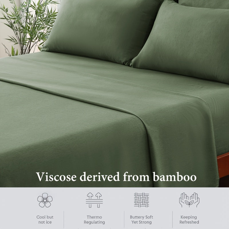 1pc Soft & Breathable Summer Bamboo Fiber Bed Sheet - 30% Bamboo, Cooling & Moisture-Wicking, Machine Washable, Lightweight Single-Ply Design for Hot Sleepers, All Light Beige Types, Hot Sleeper Bedding