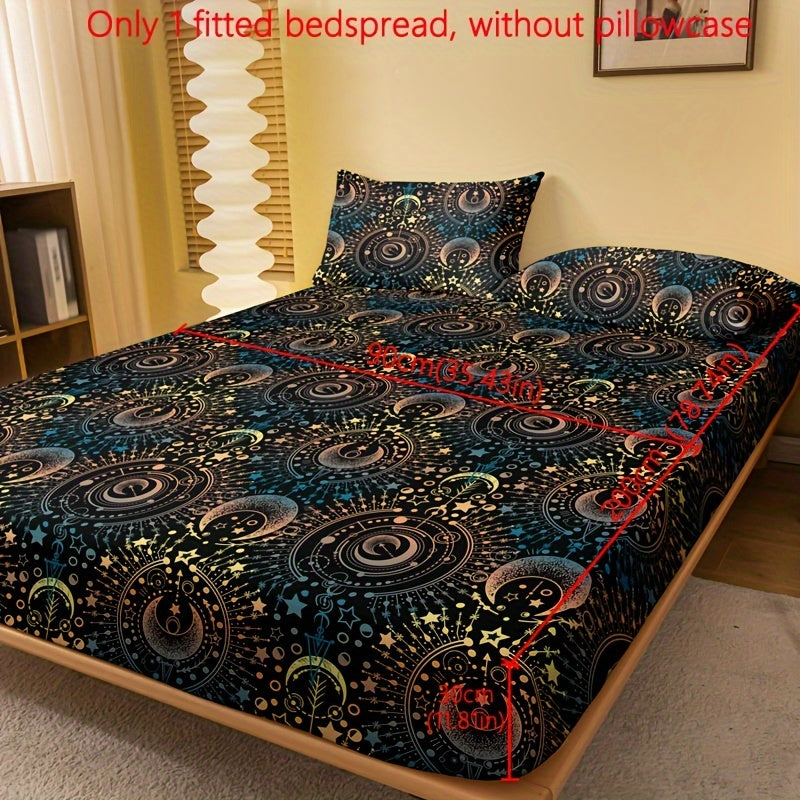 1pc Simple Modern Vast Universe Pattern Printed Fleece Fitted Sheet, Bedroom Use Printed Bed Cover, Mattress Cover, Mattress Protector, Protective Cover, Bedding Does Not Include Pillowcase