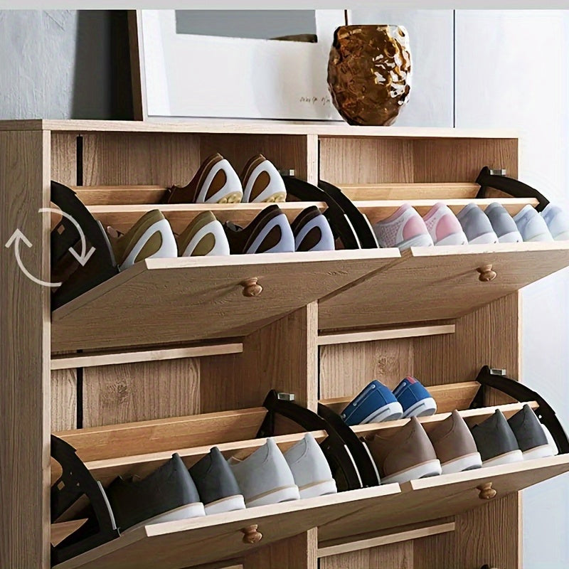 Space-Saving 3-Tier Under-Shoe Cabinet with Flip Chain - Durable Metal Organizer for Home, Bedroom, or Hallway - Polished Finish, Increased Cabinet Capacity with Practical Storage Rack, Shoe Storage Organizer