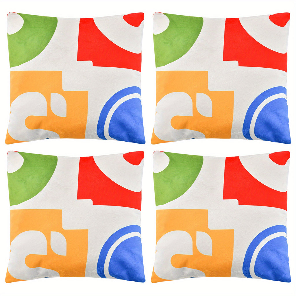 Maxmass Ensemble de 4 Coussins Carrés en Velours Amovibles et Lavables, Rouge 18\