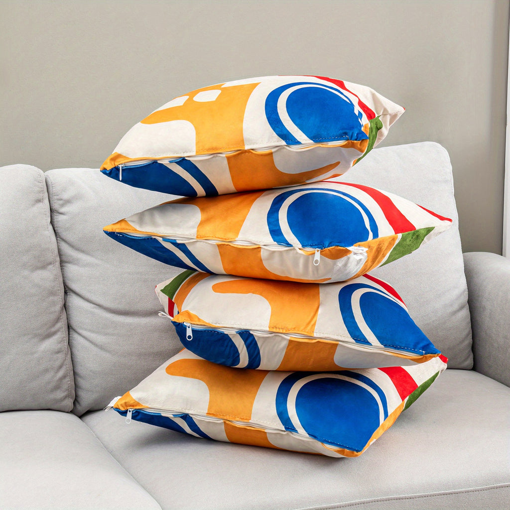 Maxmass Ensemble de 4 Coussins Carrés en Velours Amovibles et Lavables, Rouge 18\