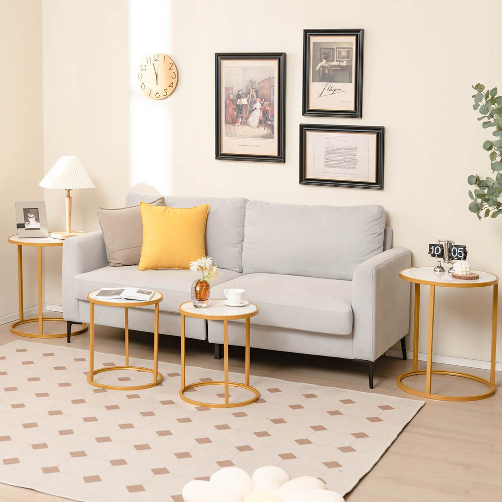 Table d'appoint ronde avec dessus en pierre frittée 2 pièces 19.5\