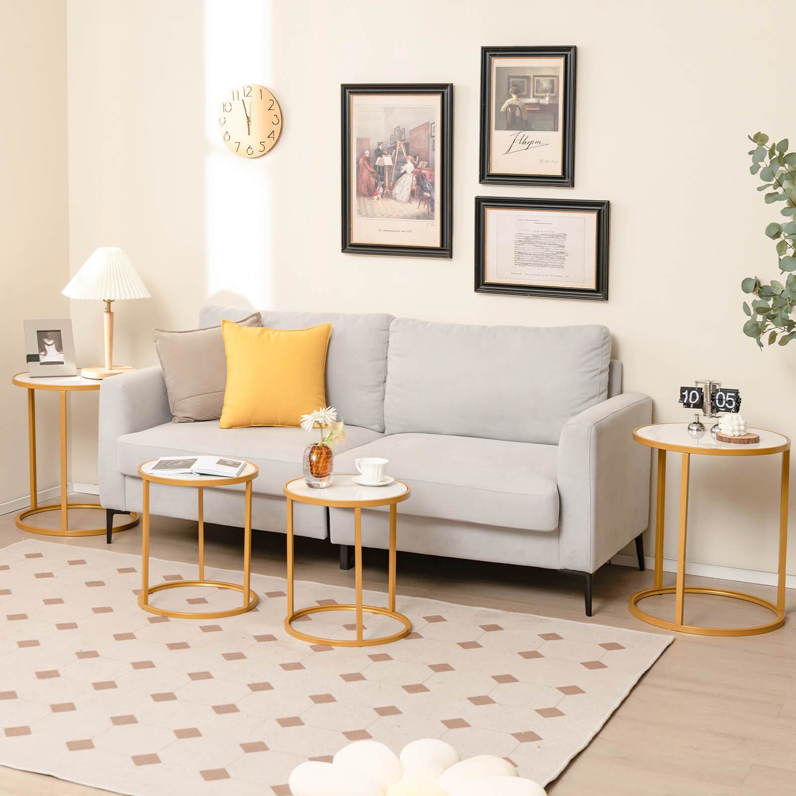 Table d'appoint ronde avec dessus en pierre frittée 2 pièces 19.5\