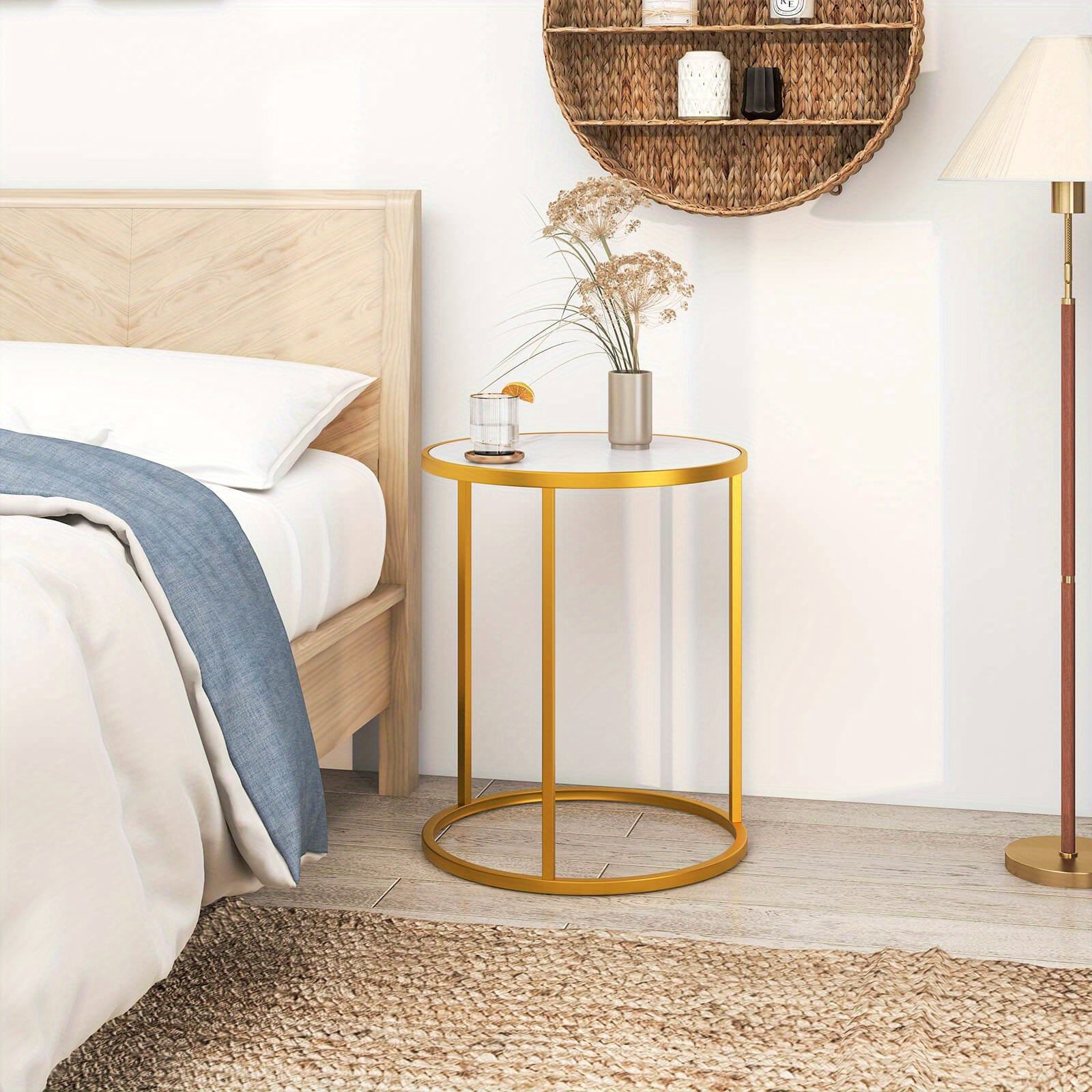 Table d'appoint ronde avec dessus en pierre frittée 2 pièces 19.5\