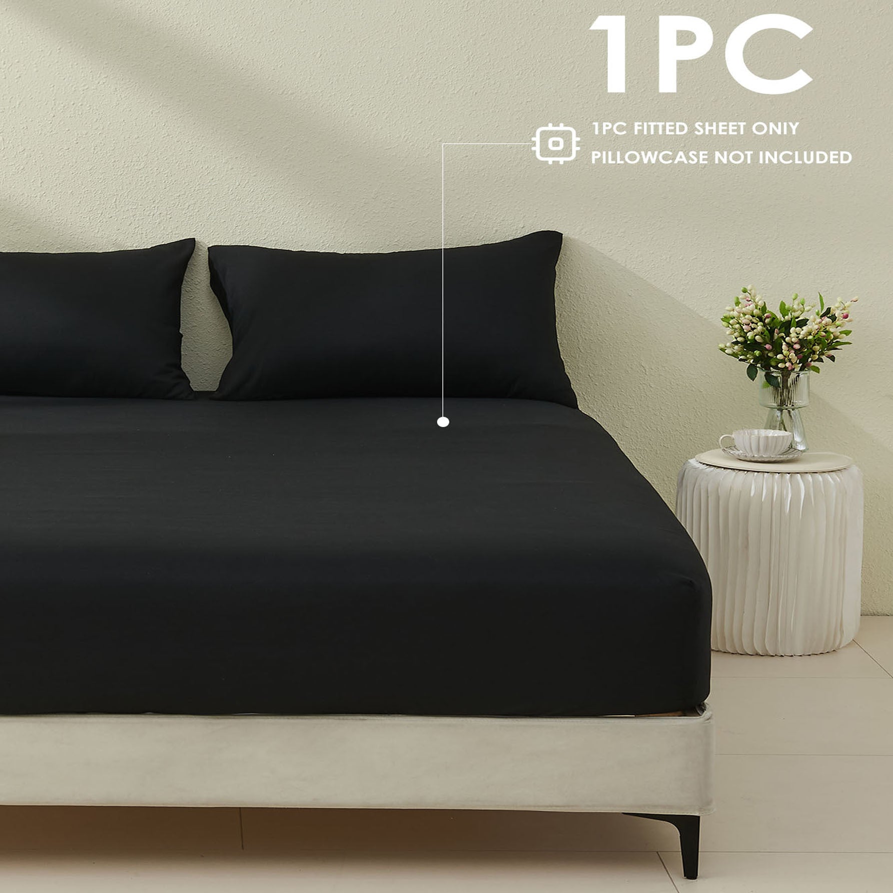 1pc Soft Luxury Fitted Sheet for Bedroom & Guest Room - Comfortable Brushed Fabric in Solid Color (No Pillowcase or Flat Sheet Needed) RV Bedding