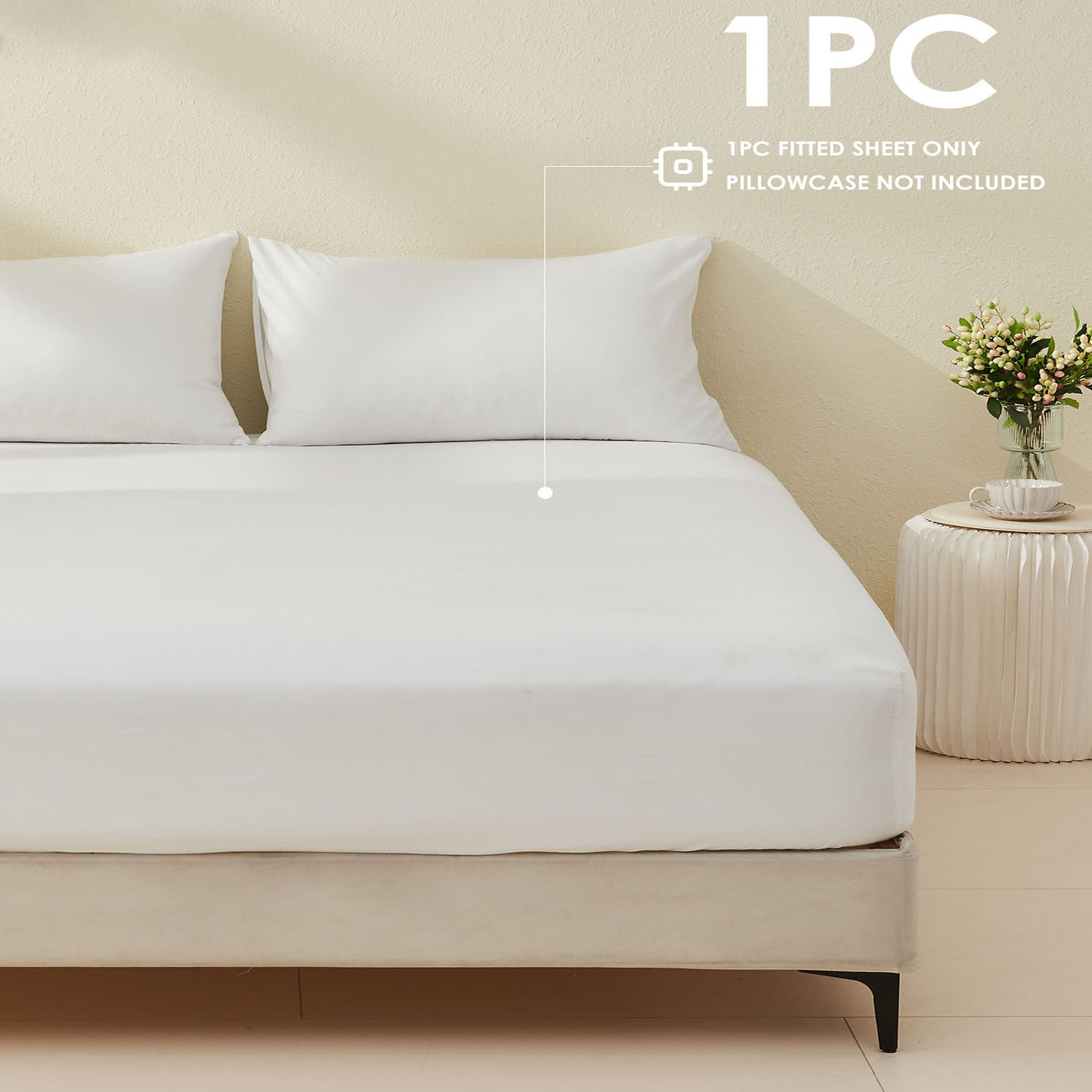 1pc Soft Luxury Fitted Sheet for Bedroom & Guest Room - Comfortable Brushed Fabric in Solid Color (No Pillowcase or Flat Sheet Needed) RV Bedding