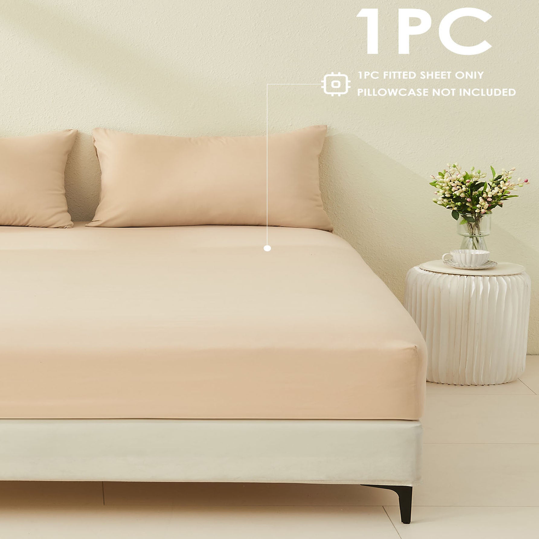 1pc Soft Luxury Fitted Sheet for Bedroom & Guest Room - Comfortable Brushed Fabric in Solid Color (No Pillowcase or Flat Sheet Needed) RV Bedding