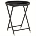 Table basse noire en poly rotin et verre trempé de 23.62 pouces