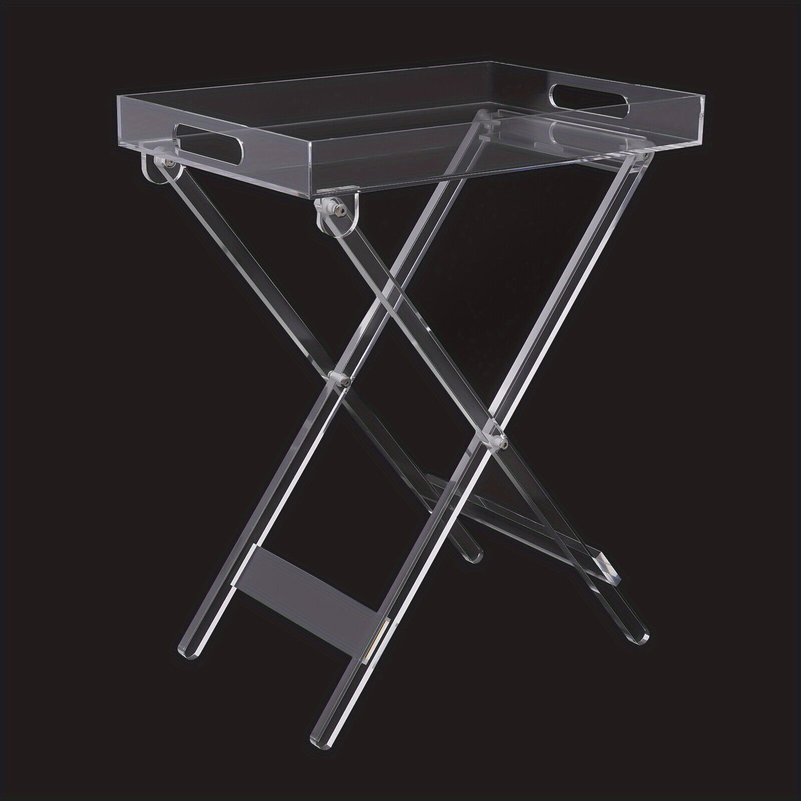 1pc Table d'appoint pliante en acrylique transparent, plateau TV peu encombrant, table basse portable pour café, thé et collations pour le salon, aucun assemblage requis, design moderne