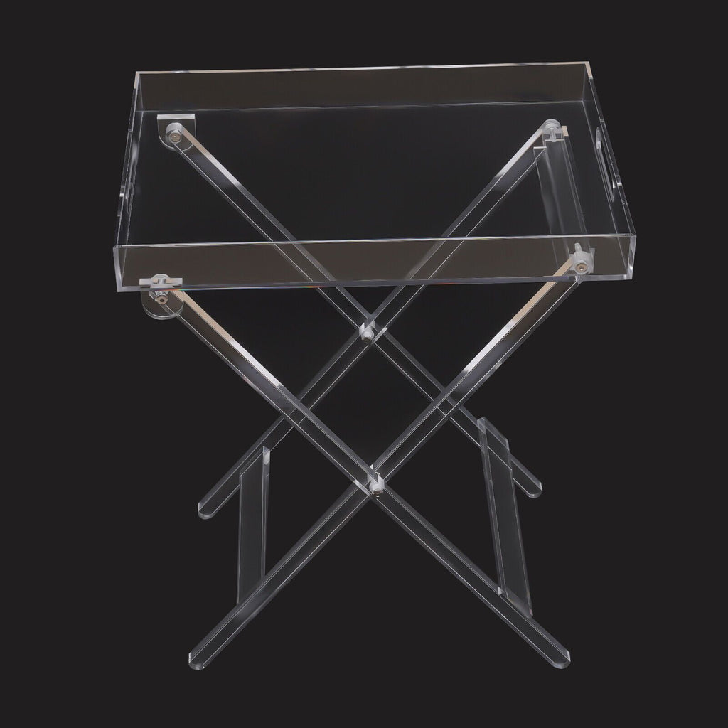 1pc Table d'appoint pliante en acrylique transparent, plateau TV peu encombrant, table basse portable pour café, thé et collations pour le salon, aucun assemblage requis, design moderne