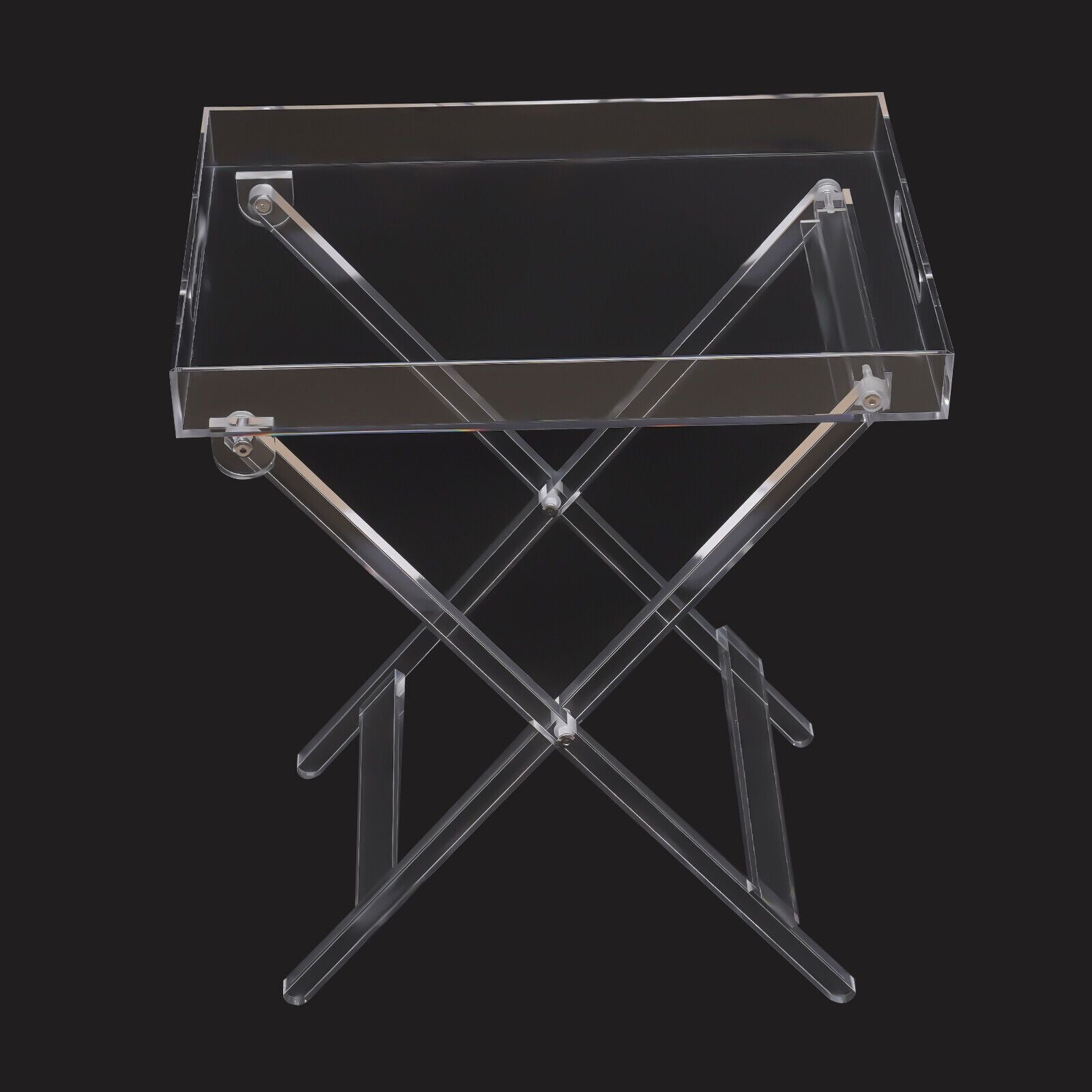 1pc Table d'appoint pliante en acrylique transparent, plateau TV peu encombrant, table basse portable pour café, thé et collations pour le salon, aucun assemblage requis, design moderne