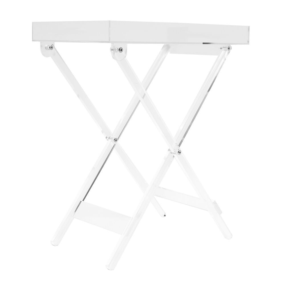1pc Table d'appoint pliante en acrylique transparent, plateau TV peu encombrant, table basse portable pour café, thé et collations pour le salon, aucun assemblage requis, design moderne
