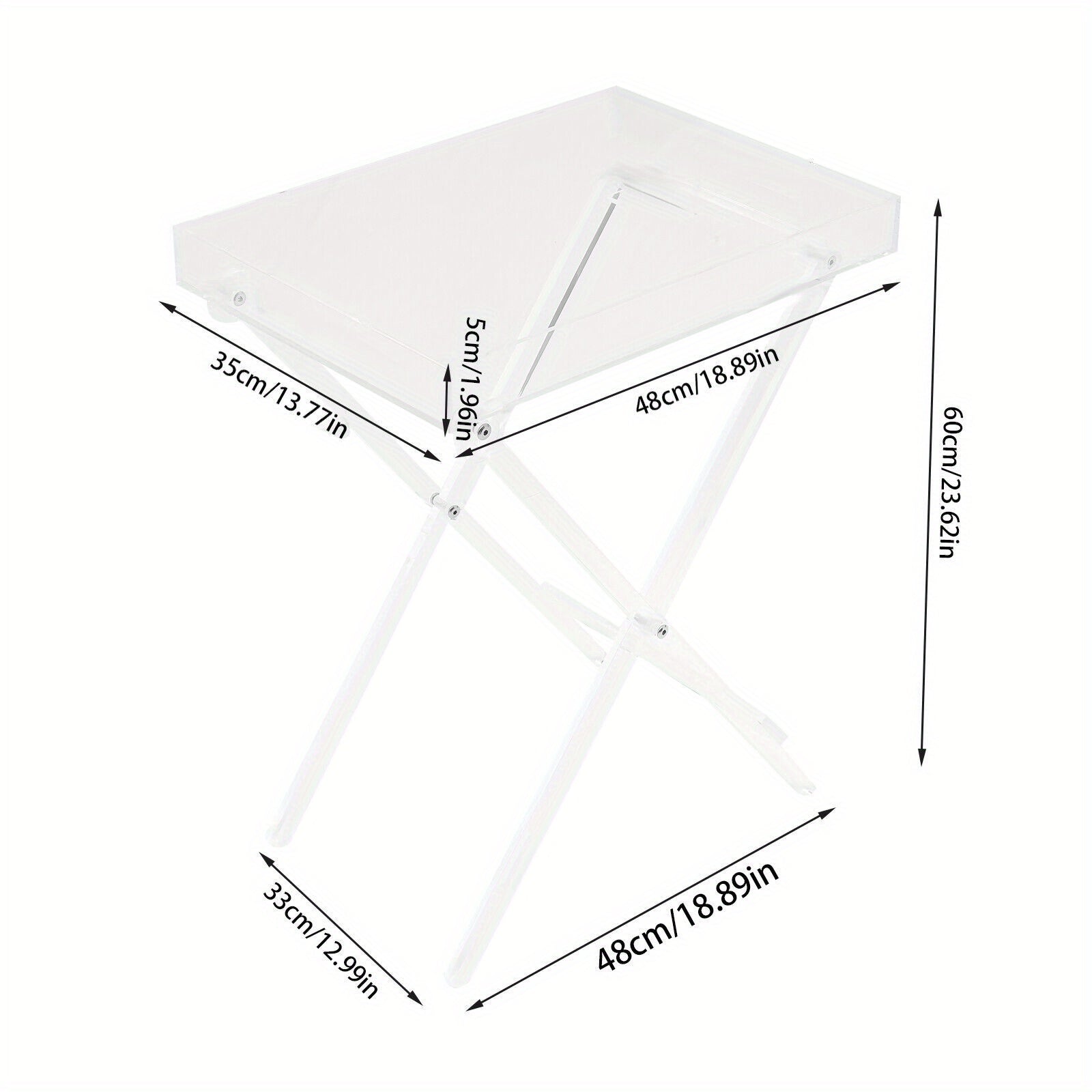 1pc Table d'appoint pliante en acrylique transparent, plateau TV peu encombrant, table basse portable pour café, thé et collations pour le salon, aucun assemblage requis, design moderne