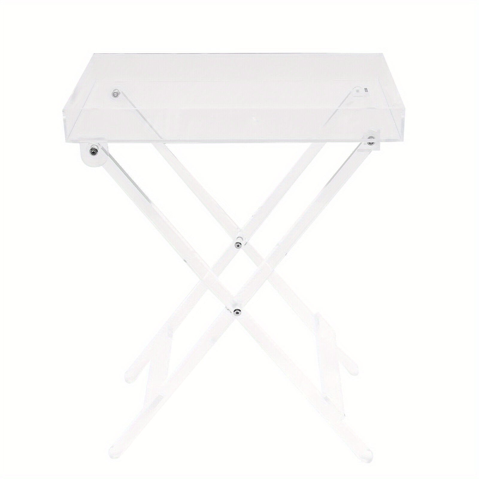 1pc Table d'appoint pliante en acrylique transparent, plateau TV peu encombrant, table basse portable pour café, thé et collations pour le salon, aucun assemblage requis, design moderne