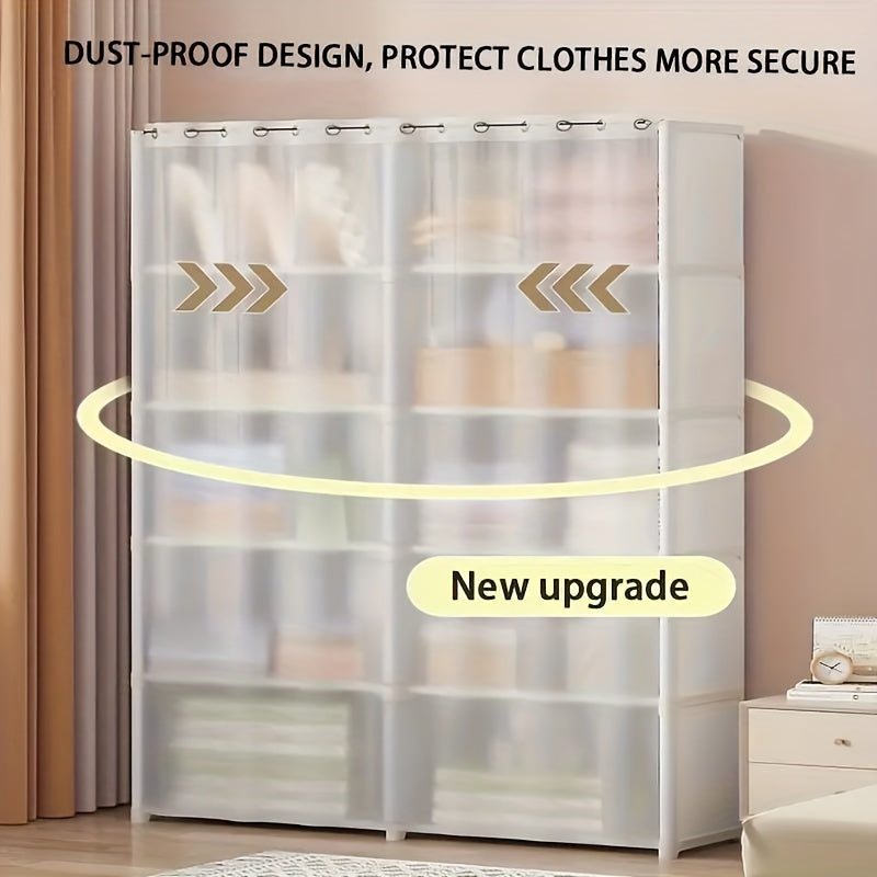 Large White Metal Wardrobe with Dust Cover - Spacious Multifunctional Storage Organizer for Clothes, Shoes and Accessories, Wall-mounted Wardrobe System, Mounted Closet Systems