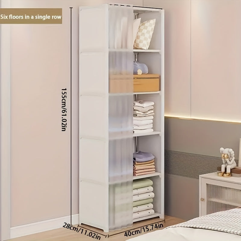 Large White Metal Wardrobe with Dust Cover - Spacious Multifunctional Storage Organizer for Clothes, Shoes and Accessories, Wall-mounted Wardrobe System, Mounted Closet Systems