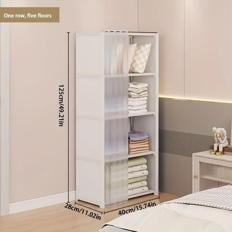 Large White Metal Wardrobe with Dust Cover - Spacious Multifunctional Storage Organizer for Clothes, Shoes and Accessories, Wall-mounted Wardrobe System, Mounted Closet Systems