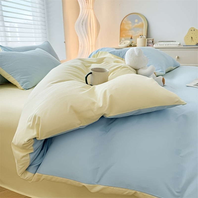 Four-piece RV bed set, bed sheet duvet cover, pillowcase, bedding, camping travel goods, RV home, RV bedding - comfortable, stylish, beautiful, can be applied to a variety of scenes (one bed sheet, one duvet cover, 2 pillowcases) RV Bedding