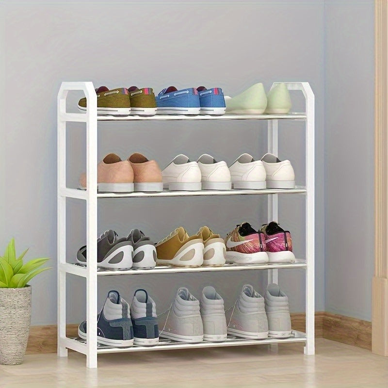 1pc Space-Saving 4-Tier Shoe Rack, Durable Metal & Plastic, Dustproof, Multi-Functional for Entryway, Bedroom, Living Room - Compact, Easy Assembly, Shoe Storage Solution|Modern Shoe Rack|Compact Shoe Rack