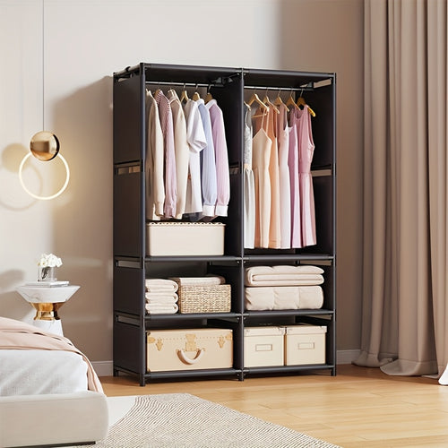 1 multi row simple wardrobe, 16mm metal tube and thickened connecting tube, with 3 hanging areas, large capacity, easy to assemble and disassemble, portable wardrobe, wardrobe storage system
