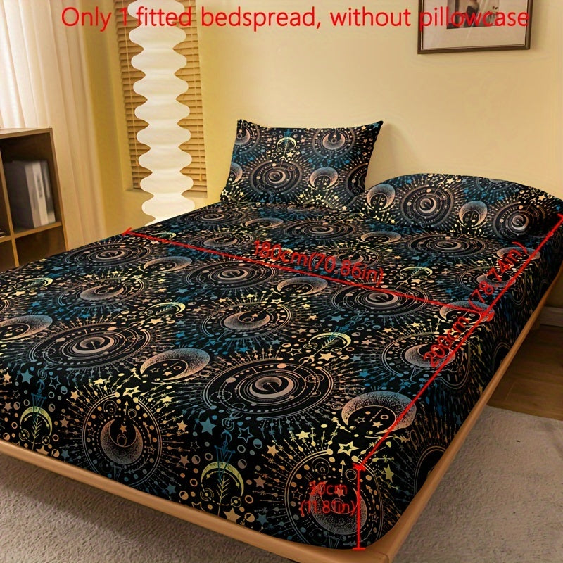 1pc Simple Modern Vast Universe Pattern Printed Fleece Fitted Sheet, Bedroom Use Printed Bed Cover, Mattress Cover, Mattress Protector, Protective Cover, Bedding Does Not Include Pillowcase