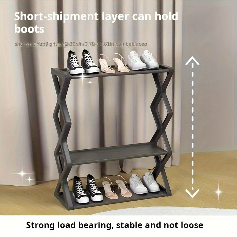 4-Tier X-Shaped Folding Shoe Rack - Space-Saving, Multi-Layer Storage Organizer for Dorms & Homes, Durable PP Material, White, Shoe Storage Organizer