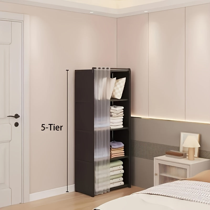 1pc Freestanding Plastic Closet Organizer System, Portable Multi-Layer Storage Rack, Dustproof Clothing Wardrobe with Closed Storage \u003C3.2 Cubic Feet, Weather-Independent, Lightweight \u003C30 Lbs for Home, Office, & Dorm