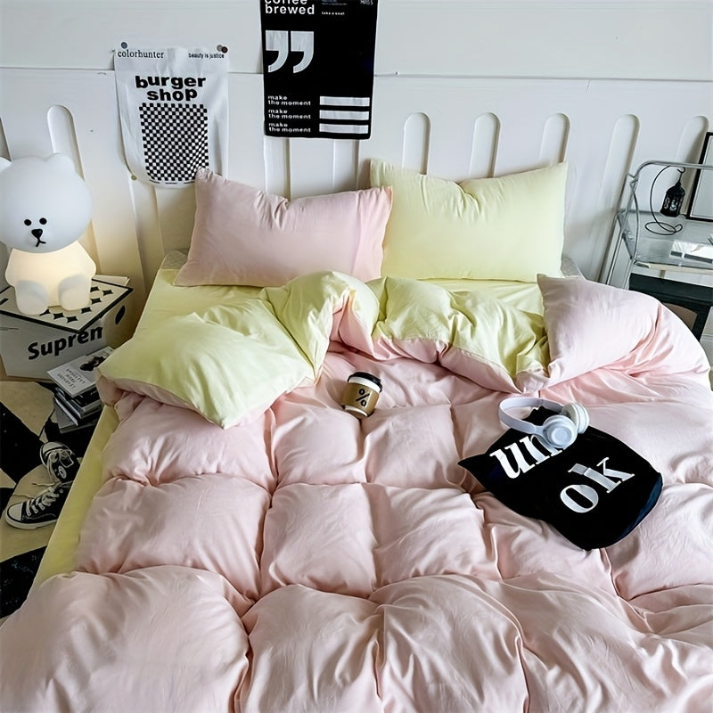 Four-piece RV bed set, bed sheet duvet cover, pillowcase, bedding, camping travel goods, RV home, RV bedding - comfortable, stylish, beautiful, can be applied to a variety of scenes (one bed sheet, one duvet cover, 2 pillowcases) RV Bedding