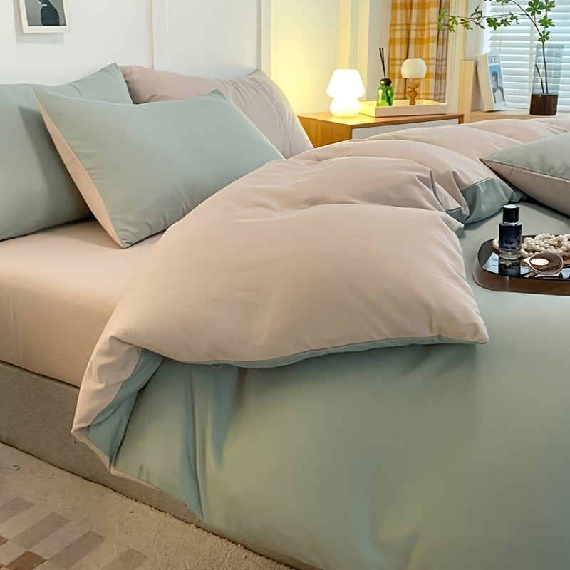 Four-piece RV bed set, bed sheet duvet cover, pillowcase, bedding, camping travel goods, RV home, RV bedding - comfortable, stylish, beautiful, can be applied to a variety of scenes (one bed sheet, one duvet cover, 2 pillowcases) RV Bedding