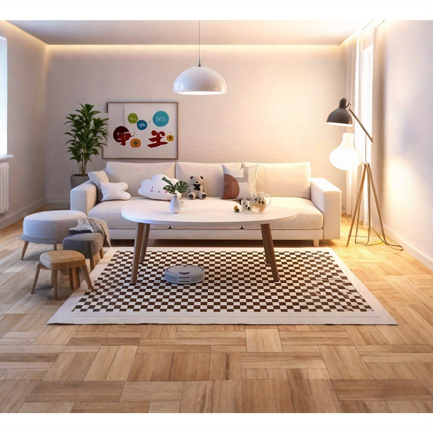 Table basse en bois massif de couleur crème moderne - Conception compacte, idéale pour les salons et les chambres, peut être utilisée comme table à thé et adaptée aux petits appartements, tables utilitaires