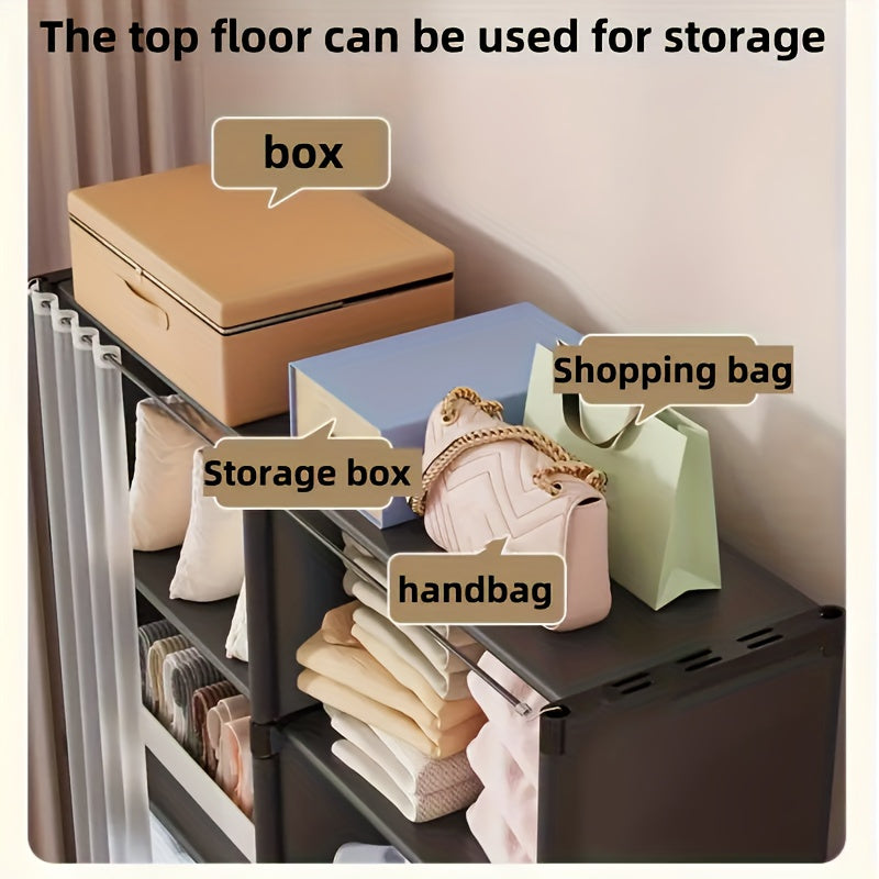 6-Tier Easy-to-Assemble Bookshelf & Wardrobe - Single\u002FDouble Row Configurations, Space-Saving Storage for Clothes, Books, Office Supplies - Durable Multi-Purpose Organizer for Home, Office, Dorm, Classroom, Book Shelves