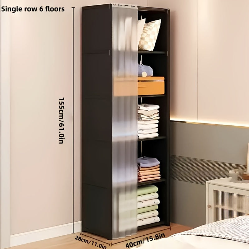 6-Tier Steel Storage Organizer with Transparent Doors - Easy Assembly, Multi-Row Bookshelf & Wardrobe for Home, Office, Classroom, Dorm