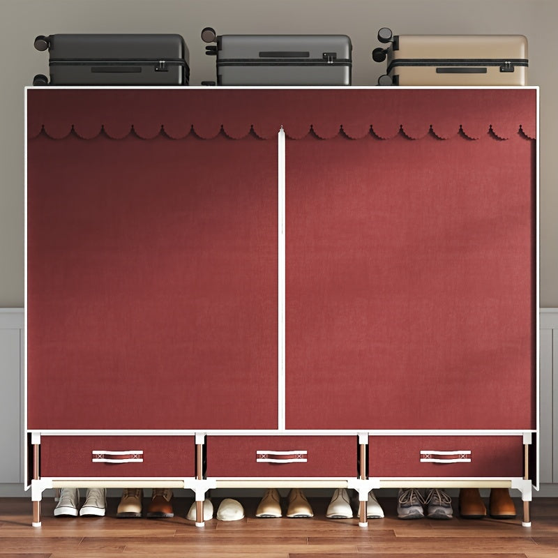 Freestanding Metal Closet with Drawers, Easy Assembly Wardrobe for Bedroom, Full Steel Frame, Versatile Storage System, Mixed Color, Independent Installation, Secure Storage Capacity \u003C3.2 Cubic Feet, Assembled Height ≥27 Inches