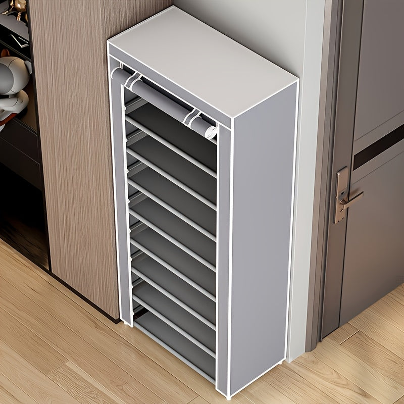 1pc Large Capacity Metal Shoe Rack with Dustproof Cover - Multi-Tier Storage Organizer for Home, Office, Garage | Space-Saving, Easy Assembly, Industrial Strength Iron Construction, Shoe Storage Organizer