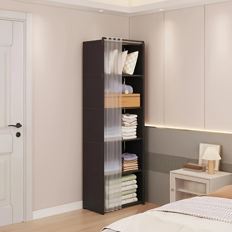 1pc Freestanding Plastic Closet Organizer System, Portable Multi-Layer Storage Rack, Dustproof Clothing Wardrobe with Closed Storage \u003C3.2 Cubic Feet, Weather-Independent, Lightweight \u003C30 Lbs for Home, Office, & Dorm