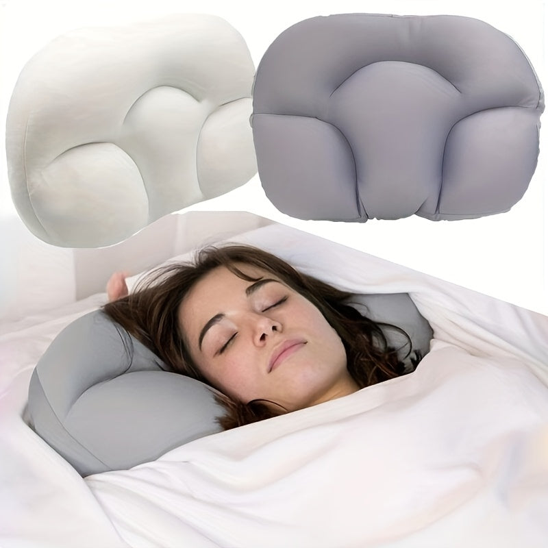 1pièce Oreiller de sommeil ergonomique 3D en forme d'œuf - Polyester fibre de fermeté moyenne, soutien de cou portable pour les dormeurs sur le côté et sur le dos, rembouré en mousse, facile à entretenir, coussin de voyage léger