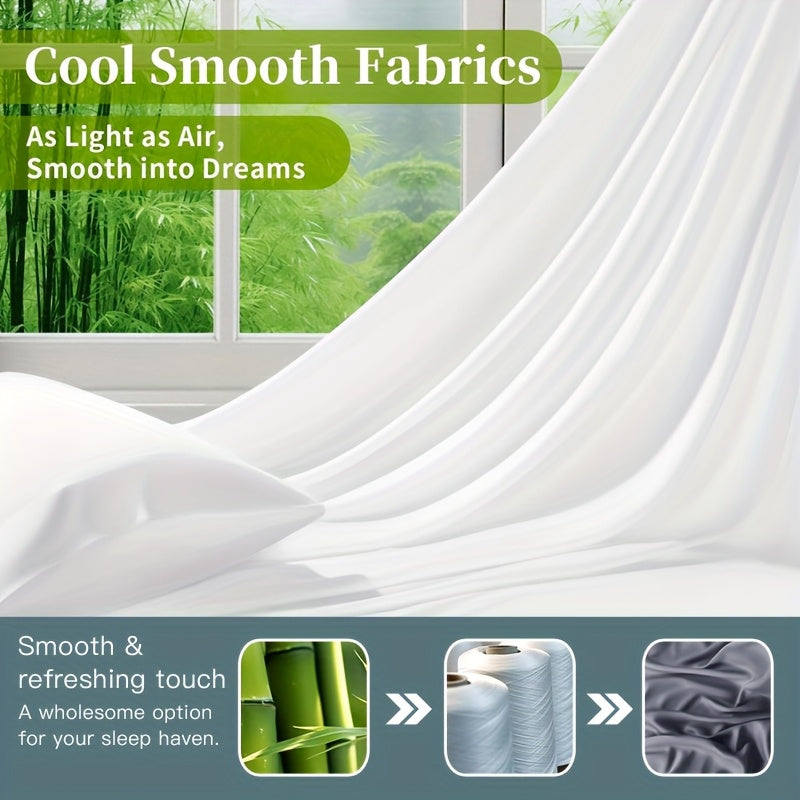 1pc Soft & Breathable Summer Bamboo Fiber Bed Sheet - 30% Bamboo, Cooling & Moisture-Wicking, Machine Washable, Lightweight Single-Ply Design for Hot Sleepers, All Light Beige Types, Hot Sleeper Bedding