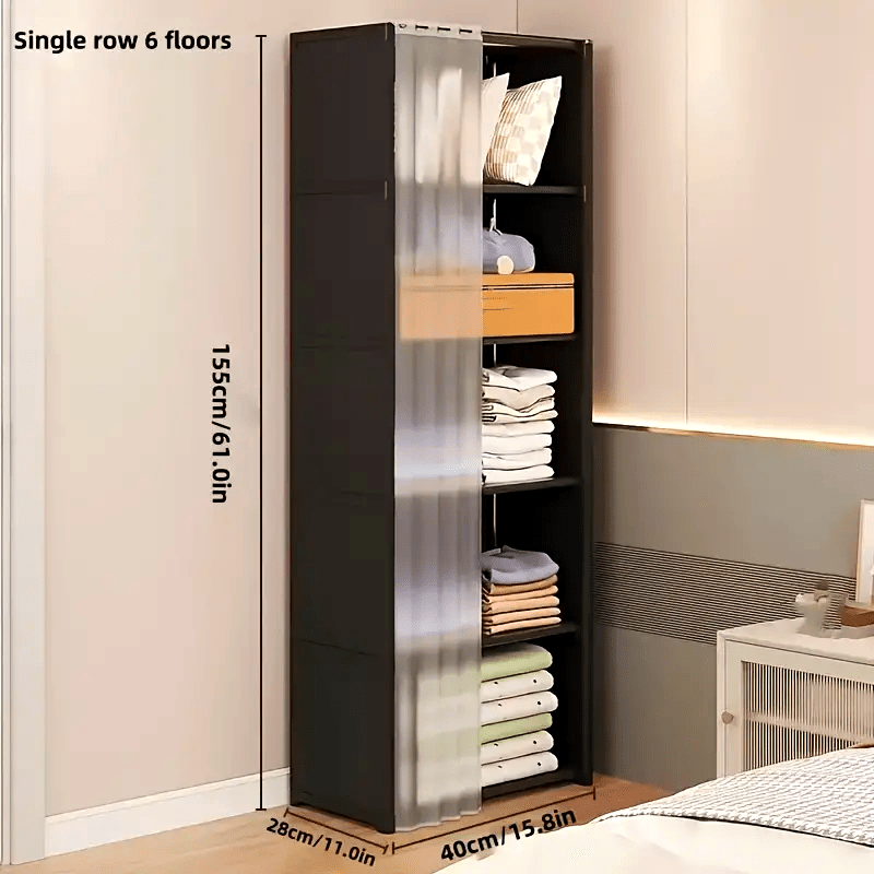 6-Tier Easy-to-Assemble Bookshelf & Wardrobe - Single\u002FDouble Row Configurations, Space-Saving Storage for Clothes, Books, Office Supplies - Durable Multi-Purpose Organizer for Home, Office, Dorm, Classroom, Book Shelves