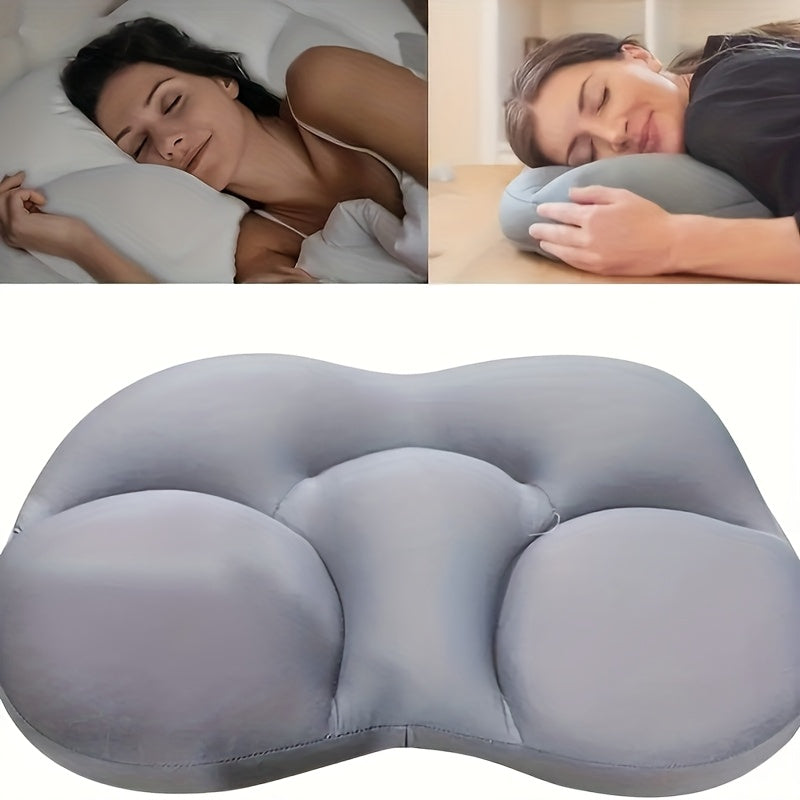 1pièce Oreiller de sommeil ergonomique 3D en forme d'œuf - Polyester fibre de fermeté moyenne, soutien de cou portable pour les dormeurs sur le côté et sur le dos, rembouré en mousse, facile à entretenir, coussin de voyage léger
