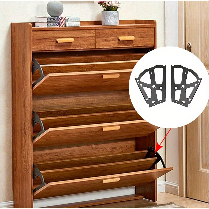 Space-Saving 3-Tier Under-Shoe Cabinet with Flip Chain - Durable Metal Organizer for Home, Bedroom, or Hallway - Polished Finish, Increased Cabinet Capacity with Practical Storage Rack, Shoe Storage Organizer