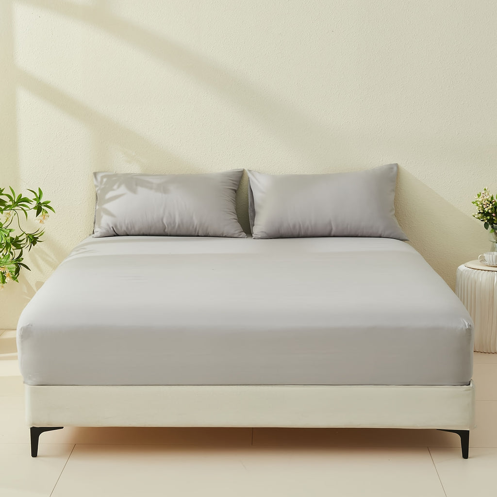 1pc Soft Luxury Fitted Sheet for Bedroom & Guest Room - Comfortable Brushed Fabric in Solid Color (No Pillowcase or Flat Sheet Needed) RV Bedding