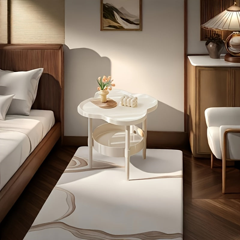 Table basse moderne minimaliste en nuage avec un espace de rangement spacieux | Design blanc élégant | Coins arrondis pour la sécurité | Parfaite pour la mise en place du thé dans le salon, le mobilier du salon | Style minimaliste | Surface lisse