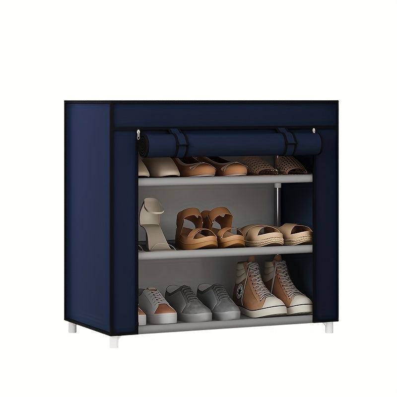 1pc Large Capacity Metal Shoe Rack with Dustproof Cover - Multi-Tier Storage Organizer for Home, Office, Garage | Space-Saving, Easy Assembly, Industrial Strength Iron Construction, Shoe Storage Organizer