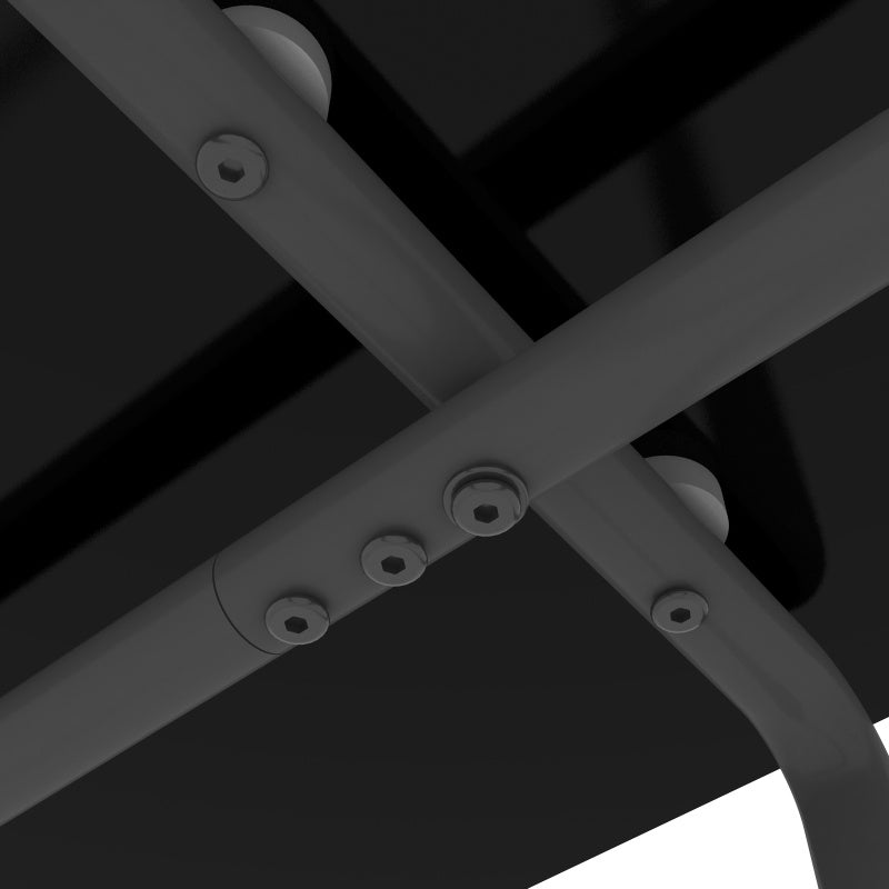 Table basse rectangulaire en verre trempé simple couche pour porche, pieds noirs, table basse en verre trempé double noir, sans batterie.